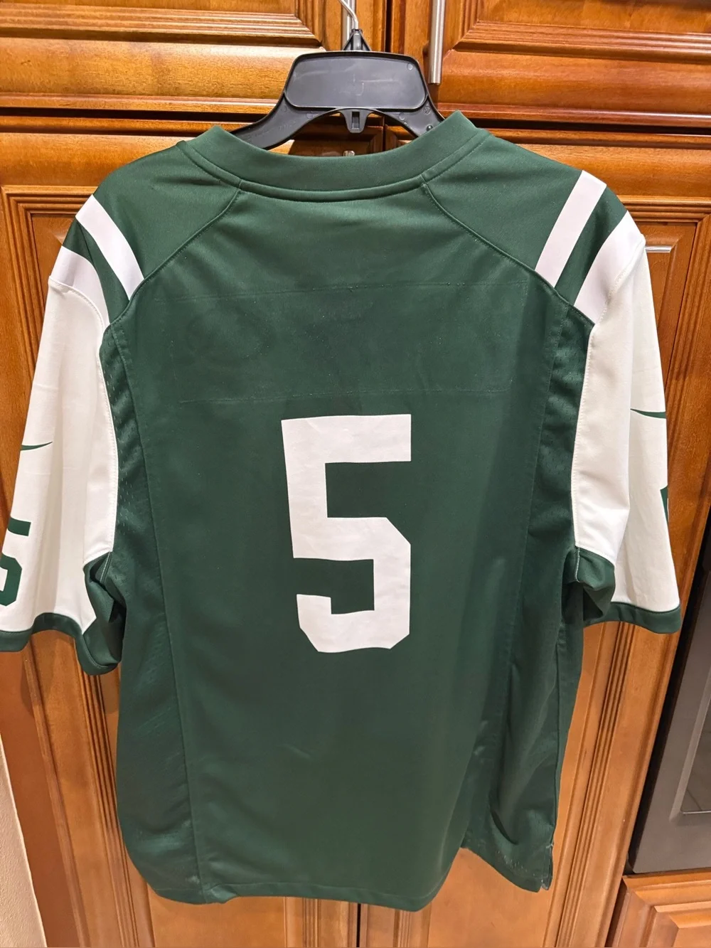 Nike-NY Jets Jersey #5, Size Large Man Authentic NFL On Field Label.